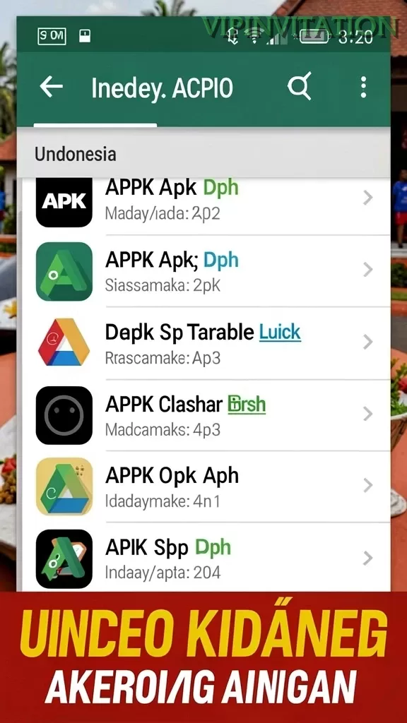 Cuplikan layar menu unduhan vipinvitation untuk perangkat Android